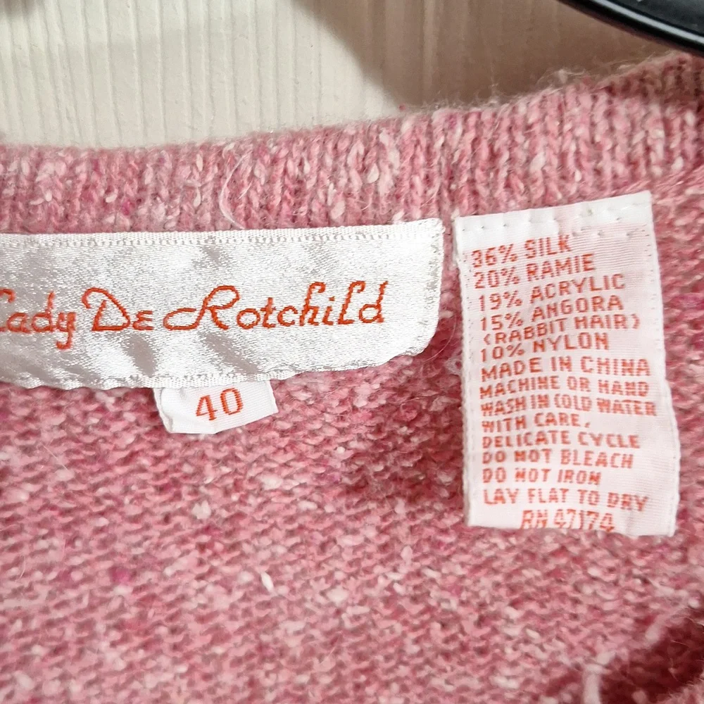 Vintage Lady De Rotchild silk/angora blend - 40 / L - heathered pink